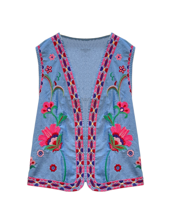 FLOWERY GILET - BLUE