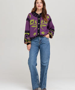 HARPER & YVE |  JAZZ CARDIGAN - VIOLET & GREEN TEA