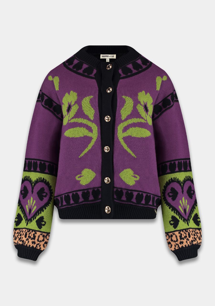 HARPER & YVE |  JAZZ CARDIGAN - VIOLET & GREEN TEA