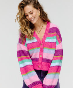 HARPER & YVE |  NOOR CARDIGAN - PINK STRIPE