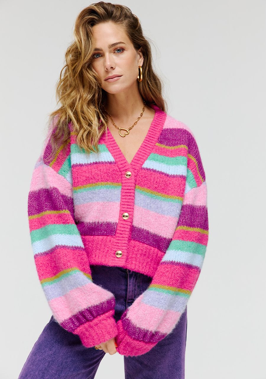 HARPER & YVE |  NOOR CARDIGAN - PINK STRIPE