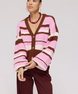 HARPER & YVE |  NOOR CARDIGAN - MULTI STRIPE PINK