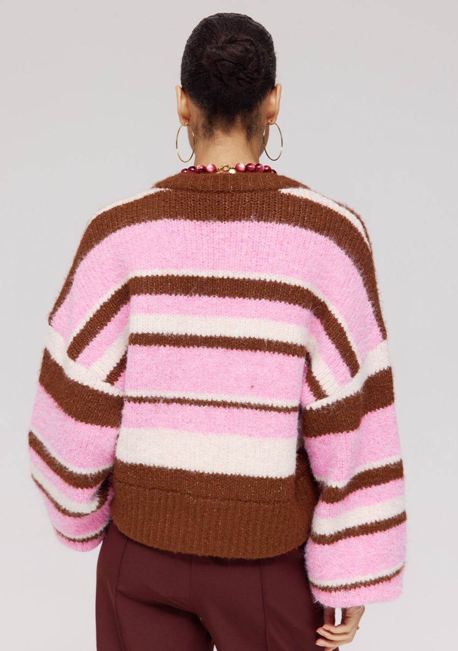 HARPER & YVE |  NOOR CARDIGAN - MULTI STRIPE PINK