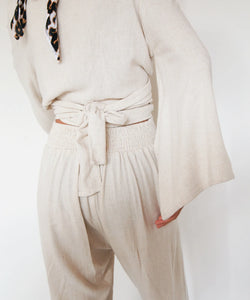 BERAWA LUXE | SOPHIE LINEN WRAP TOP - NATURAL