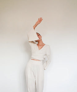 BERAWA LUXE | SOPHIE LINEN WRAP TOP - NATURAL