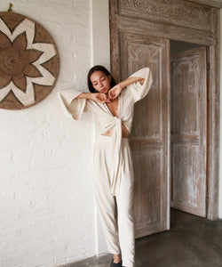 BERAWA LUXE | SOPHIE LINEN WRAP TOP - NATURAL
