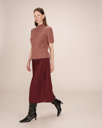 GRACE & MILA | PLISSÉ MIDI SKIRT - CHOCOLATE