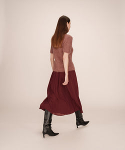 GRACE & MILA | PLISSÉ MIDI SKIRT - CHOCOLATE