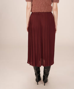 GRACE & MILA | PLISSÉ MIDI SKIRT - CHOCOLATE