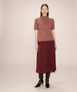 GRACE & MILA | PLISSÉ MIDI SKIRT - CHOCOLATE