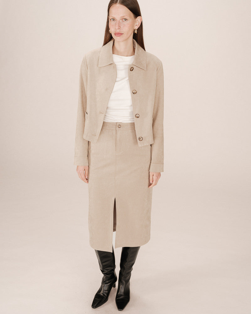 GRACE & MILA | SORRY MIDI SKIRT - TAUPE