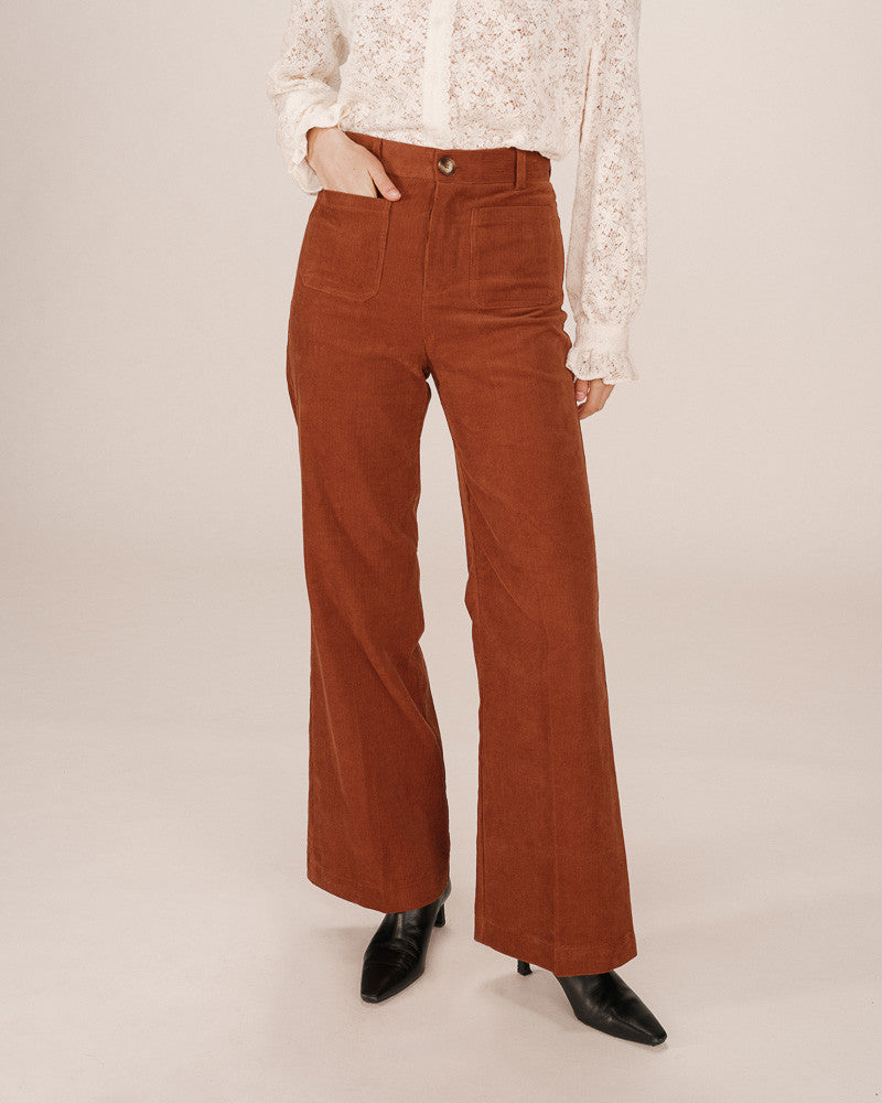 GRACE & MILA | SAMBA CORDUROY PANTS - BRIQUE