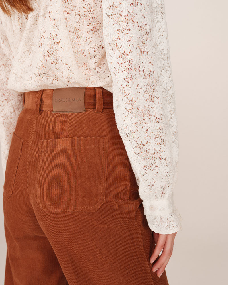 GRACE & MILA | SAMBA CORDUROY PANTS - BRIQUE