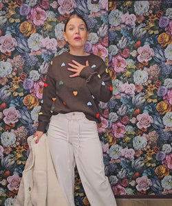 JOY OF HEARTS KNIT - COFFEE
