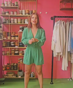 BELA COTTON PLAYSUIT - GREEN