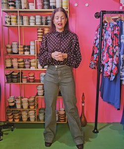 SASJA POLKA DOT BLOUSE - BROWN