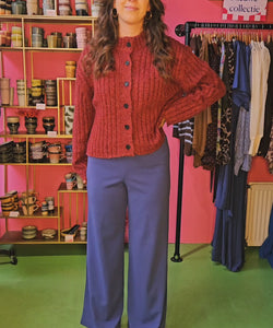 CHUNKY KNIT CARDIGAN  - BORDEAUX