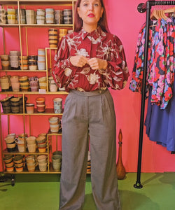 FLOWER LINES BLOUSE - BORDEAUX