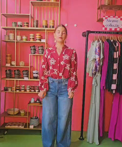 ANNA EMBROIDERY BLOUSE - BORDEAUX