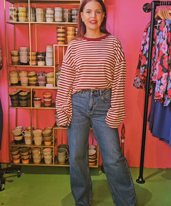 SAMMIE STRIPED SHIRT - BORDEAUX