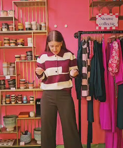 YASMIN STRIPED POLO - WINE