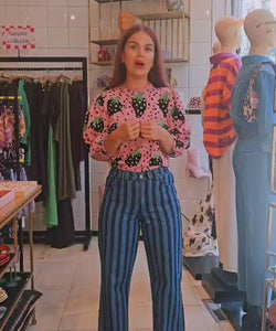 MARION STRIPED JEANS - BLUE