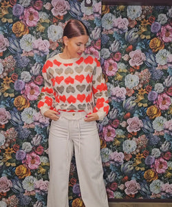 JUNGLE OF HEARTS KNIT - BEIGE