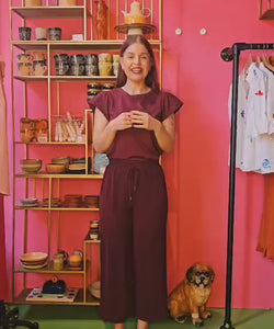 FRANCESCA WIDE LEG PANTS - BORDEAUX