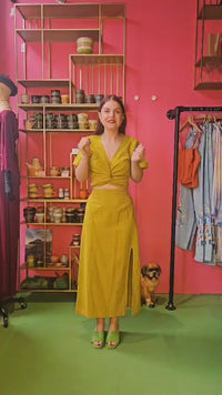 BERAWA LUXE | KOKOMO COTTON SKIRT - CHARTREUSE