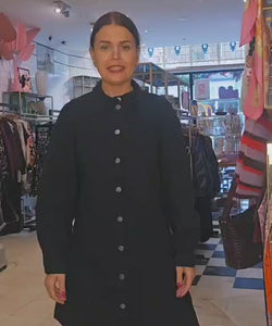 BUTTON UP MIDI DRESS - BLACK