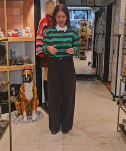 EFFY STRIPED SHIRT - GREEN/BROWN