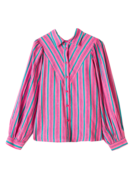 STELLA STRIPED BLOUSE - FUCHSIA