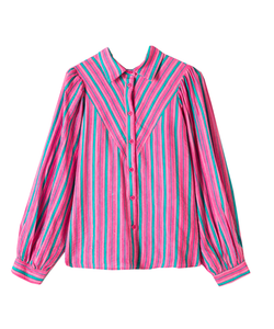 STELLA STRIPED BLOUSE - FUCHSIA