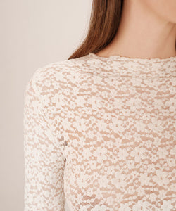 GRACE & MILA | SHADY LS LACE TOP - ECRU