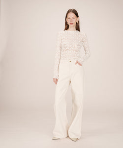 GRACE & MILA | SHADY LS LACE TOP - ECRU