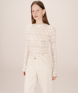 GRACE & MILA | SHADY LS LACE TOP - ECRU