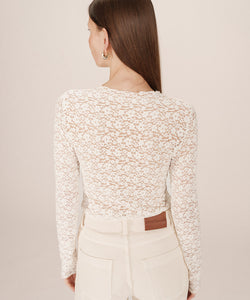 GRACE & MILA | SHADY LS LACE TOP - ECRU