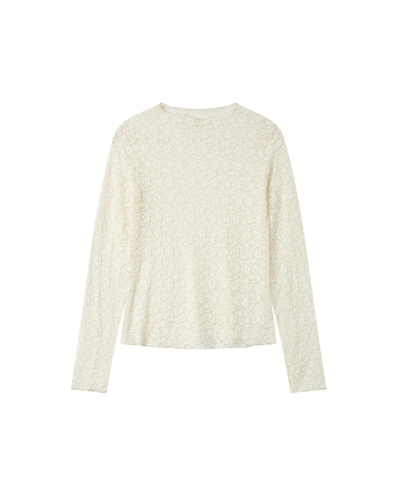 GRACE & MILA | SHADY LS LACE TOP - ECRU