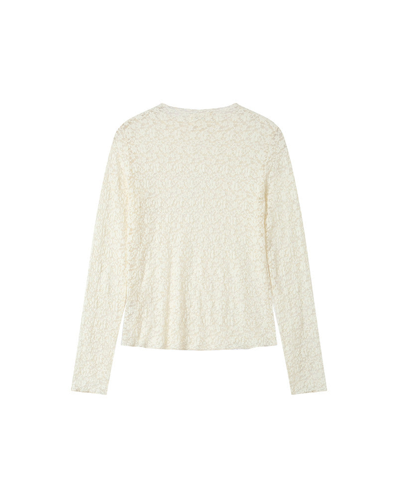 GRACE & MILA | SHADY LS LACE TOP - ECRU