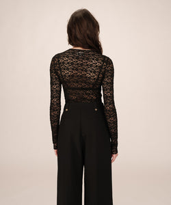 GRACE & MILA | SHADY LS LACE TOP - BLACK