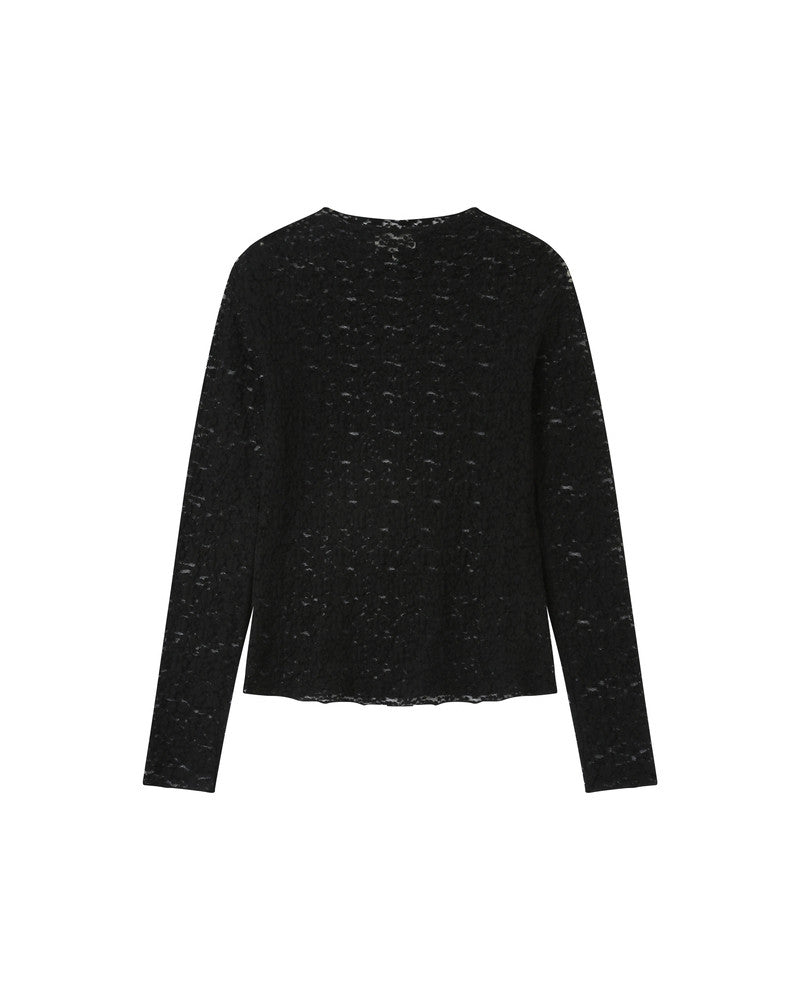 GRACE & MILA | SHADY LS LACE TOP - BLACK