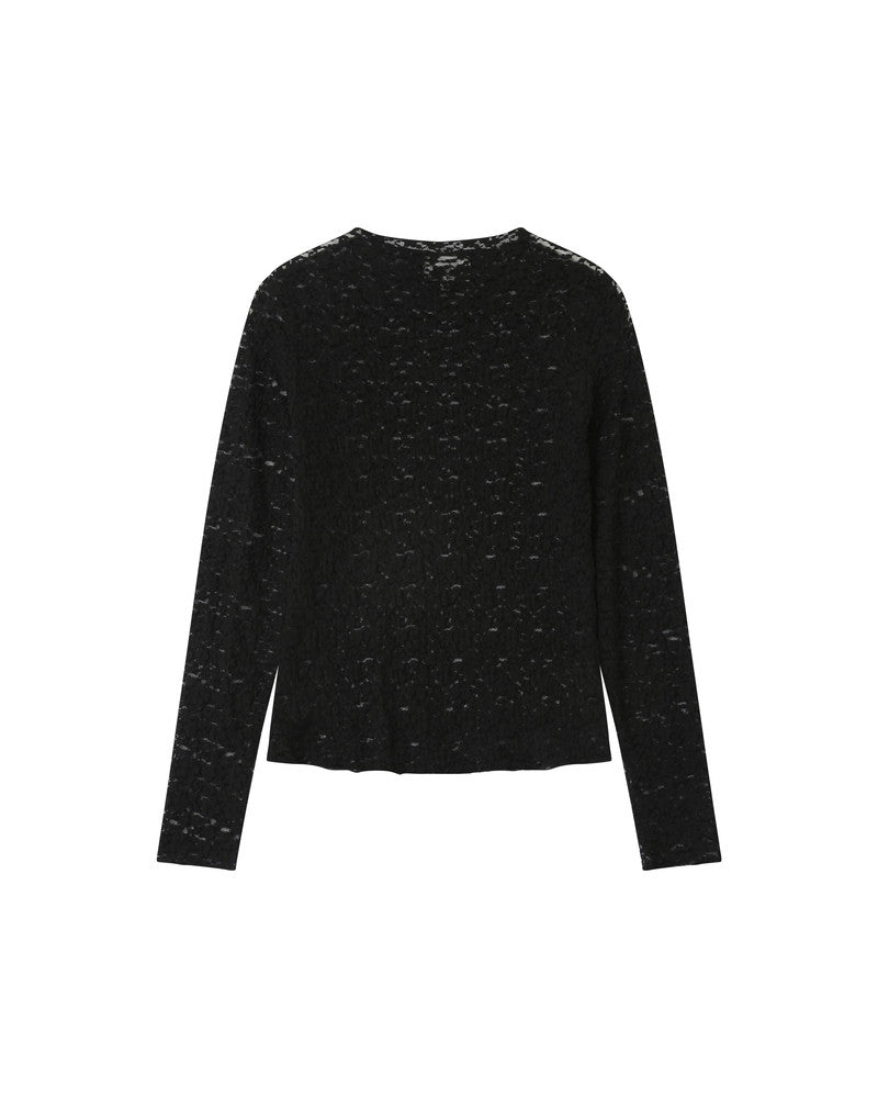 GRACE & MILA | SHADY LS LACE TOP - BLACK