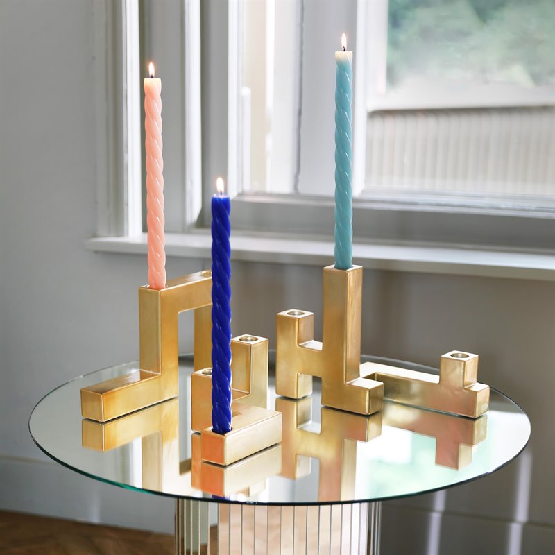 &k | CANDLE HOLDER TUBE MEDIUM - GOLD