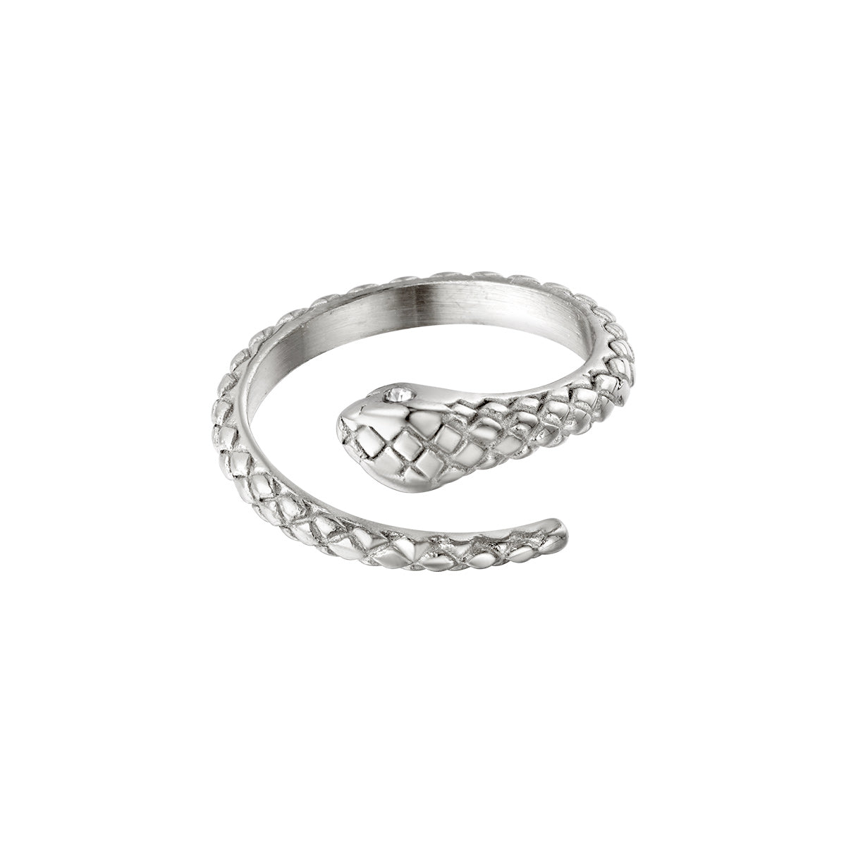 RING | SLANG MET STRASS - ZILVER