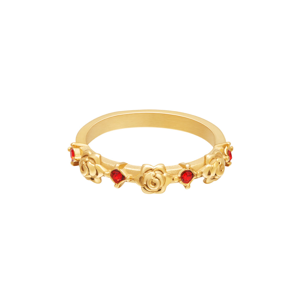 RING | ROZEN EN STRAS - ROOD & GOUD