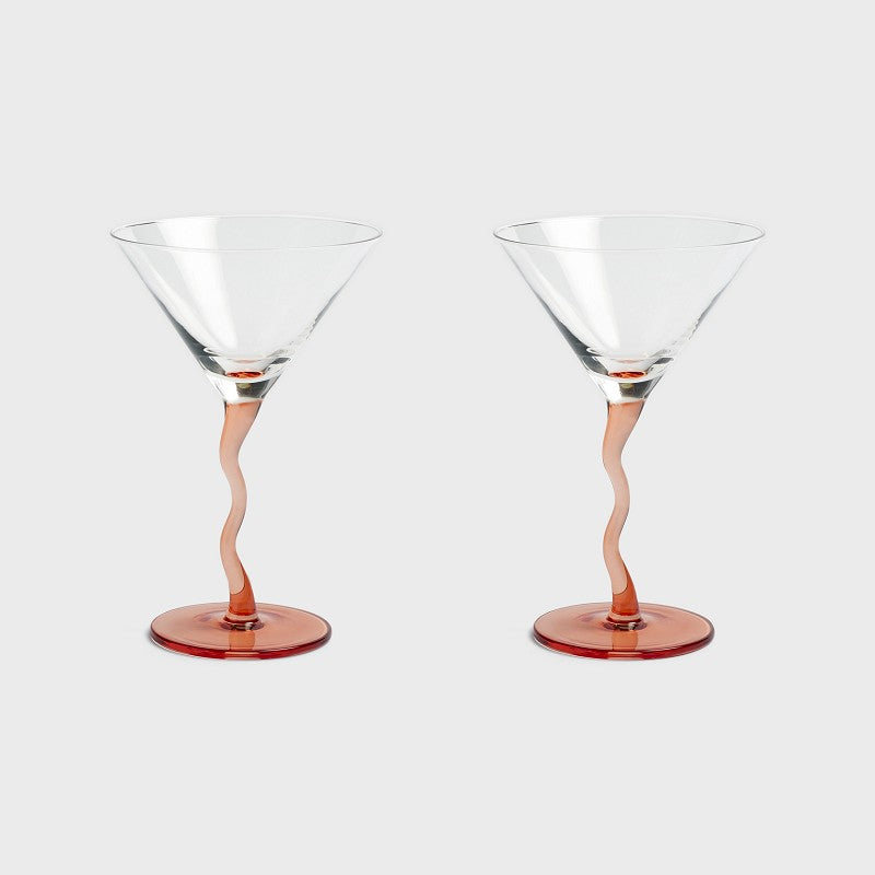 &k | MARTINI GLASSES CURLY - PINK (2pc)
