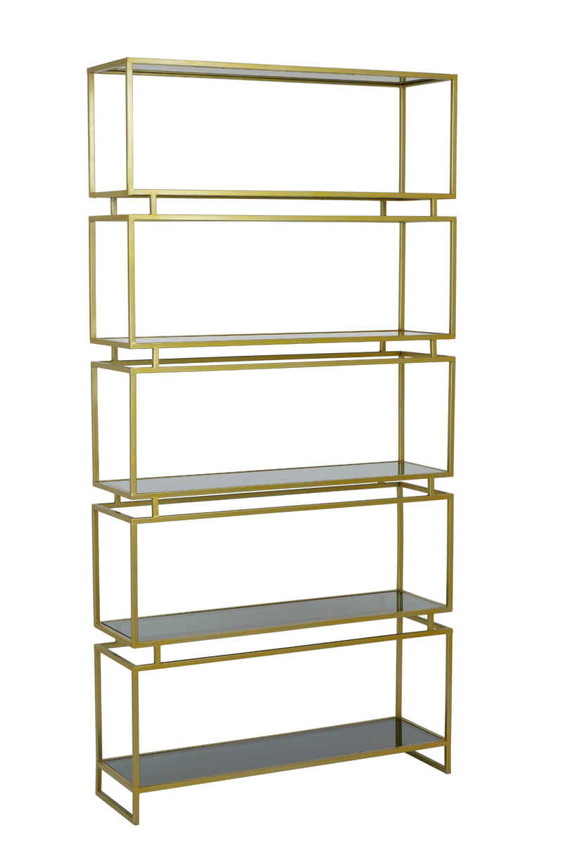 L&L | CABINET LUCAMBO SMOKE GLASS LARGE - GOLD