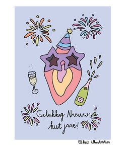 KUT. Illustraties | A6 KAART - GELUKKIG NIEUW KUT JAAR
