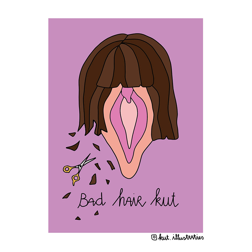 KUT. Illustraties | A6 KAART - BAD HAIR KUT