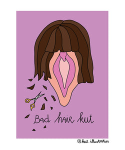 KUT. Illustraties | A6 KAART - BAD HAIR KUT